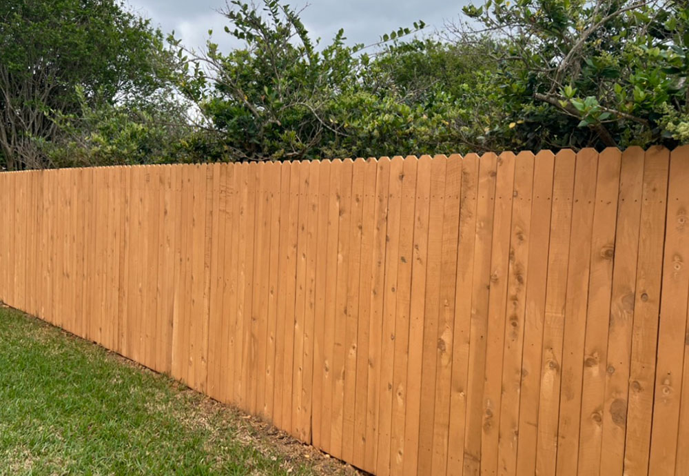 a newly stained fence