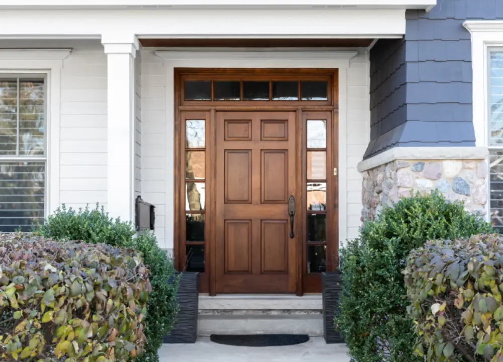 a newly stained front door